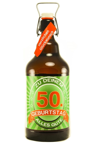 Bier Geschenk 2 ltr XXL Riesenbierflasche 50. Geburtstag